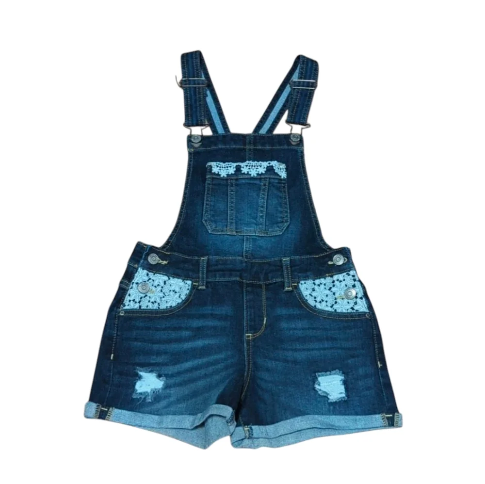 Jordache  Denim & Lace Shortalls Shorts Overalls Girls Size Medium